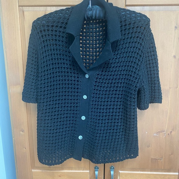 Theory open work short sleeve cardigan size small - Picture 2 of 11